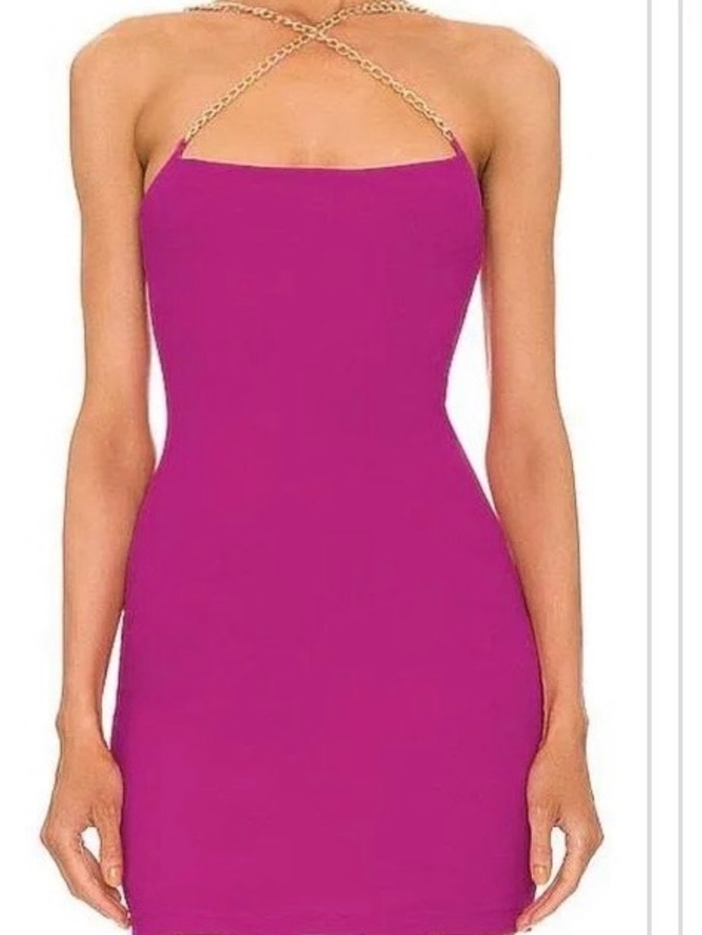 Nookie Magenta Bodycon Mini with Gold Chain Straps